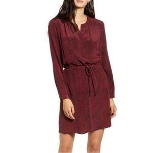 RAILS | Women’s 100% Silk Drawstring Hana Shirt Dress In Red Python Size M